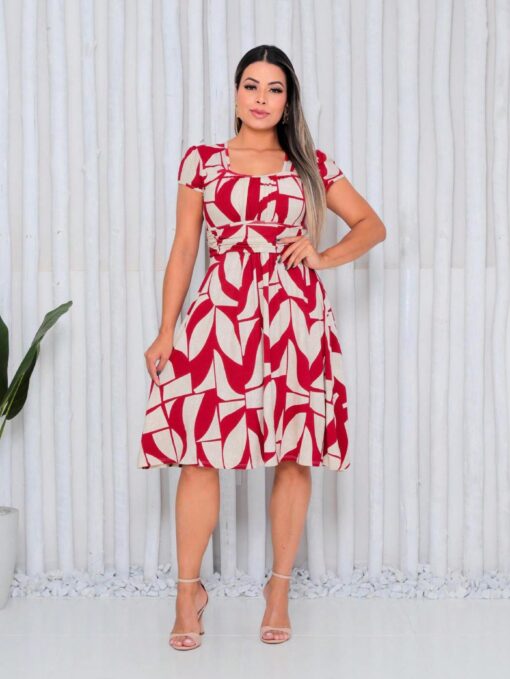 Vestido Mídi Larissa Estampado - Perfeito para um Look Moderno e Confortável!