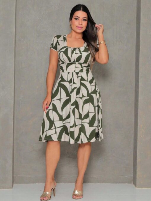 Vestido Mídi Larissa Estampado - Perfeito para um Look Moderno e Confortável! - Image 3