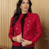 Blazer Jaqueta De Suede Mirella-Vermelho