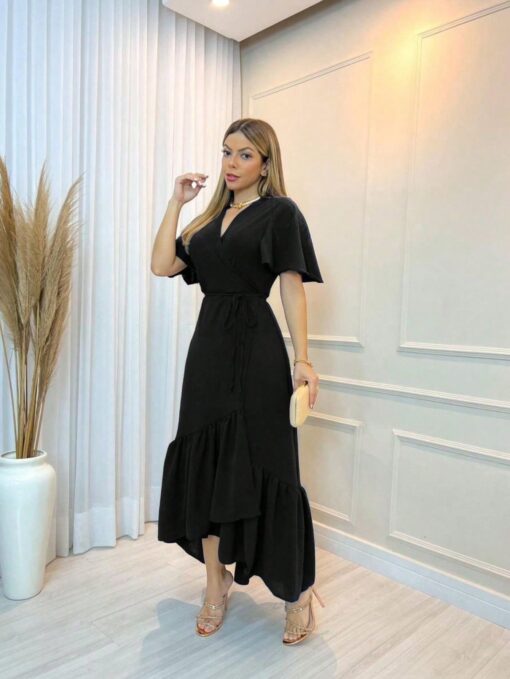 Vestido Transpassado liso - Image 8