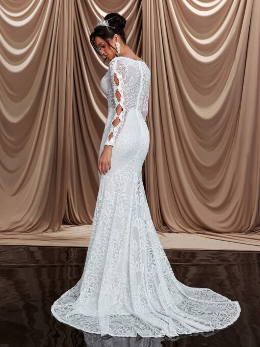 Vestido De Noiva Sereia Elegante om Decote em V - Image 5