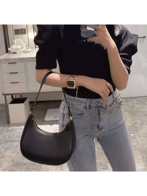 Bolsa Meia Lua Baguete-Preto