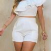 Conjunto Elana, Short e Cropped Plissado-Branco