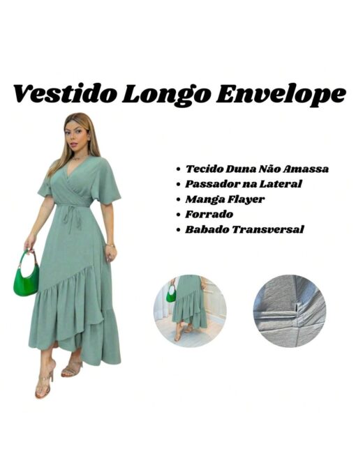 Vestido Transpassado liso - Image 11