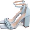 Sandália Braid-Azul Salto 8,5 cm-Frete Grátis