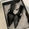 Sandália Scarpin De Festa Zoe jeans-Salto 8cm-Preto