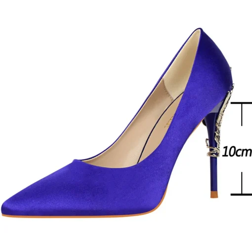 Scarpin Kelyn-Festa Luxo Cetim Salto Alto Metal 10 Cm - Image 3