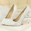 Scarpin Noiva-Festa Cristal Gritter Salto Alto fino 9,5Cm-Branco