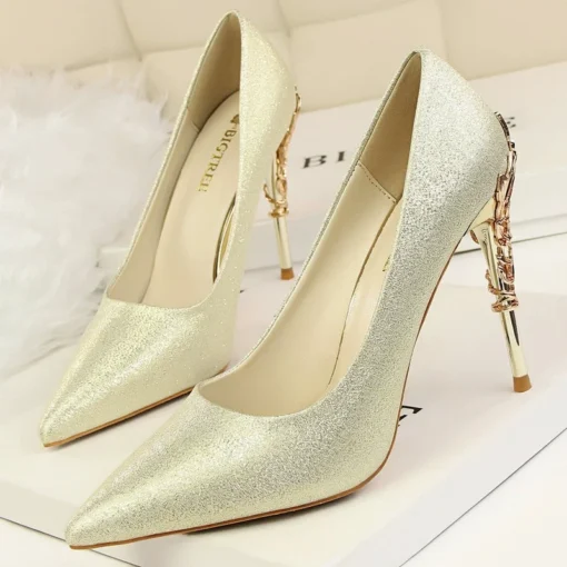 Scarpin Kelyn-Festa Luxo Cetim Salto Alto Metal 10 Cm - Image 5
