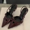 Sandália Scarpin De Festa Zoe jeans-Salto 8cm-Vinho