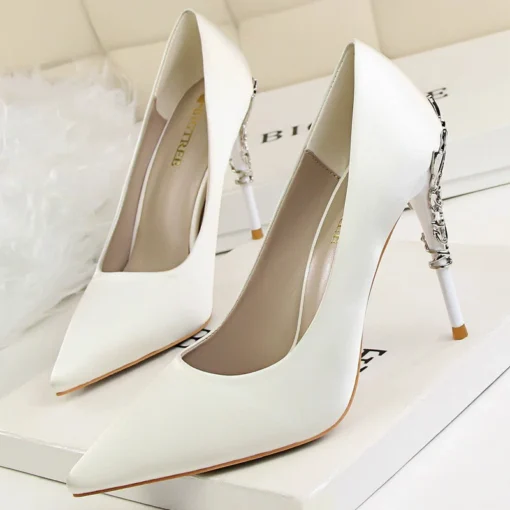 Scarpin Kelyn-Festa Luxo Cetim Salto Alto Metal 10 Cm - Image 6