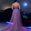Vestido Elegante e Luxuoso Saia Sereia Cores Contrastantes, Lantejoulas Brilhantes e Tule, Casamento, Festa,