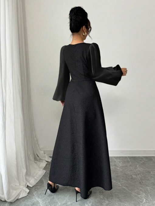 Vestido Longuete Ajustado Estilo A-Line, Manga Longa - Image 2