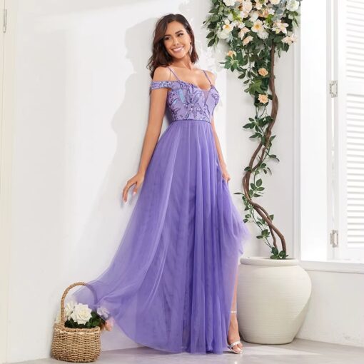 ✨ Elegância Pura! Vestido de Festa Longo Luxo Fino com Tule e Decote em V ✨ - Image 5