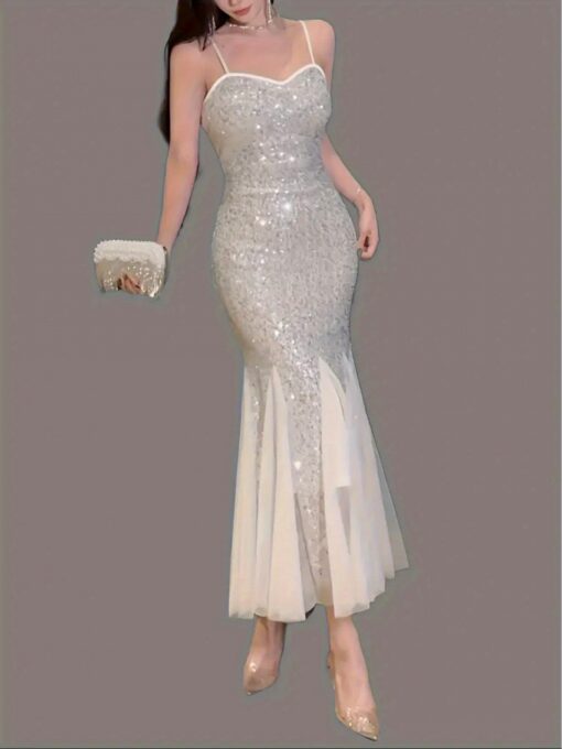 Vestido Sereia Decote em V Detalhes de Zíper - Image 5